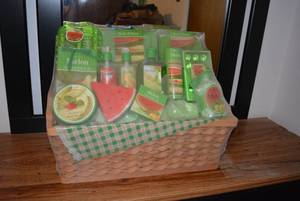 lot 191 image: Gift Basket with Melon Scented Lotions and Soaps, unopened