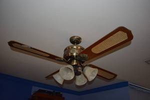 lot 197 image: Ceiling Fan Antique Bronze Finish and 4 Cane Blades