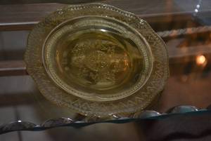 lot 221 image: Misc. Glass Lot Ceramic Cabbage Dish,  Amber Bowls and More