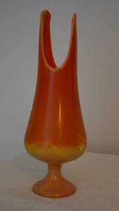 lot 270 image: Hand Made Fayette Orange Glass Vase, 12 Tall Approx.