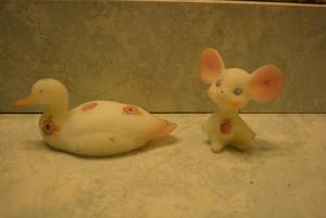 lot 296 image: Hand Painted Frosted Glass Sculptures, Signed by artists