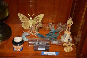 lot 271 image: Ceramic Toby Mug, Paul Revere Figurine, Glass Mayflower in a Bottle and More