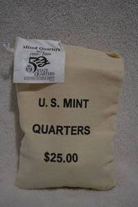 lot 333 image: $25 Bag of State Quarters, Mixed Lot 1999-2000 Mint Uncirculated