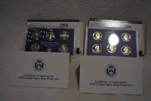 lot 340 image: 2 Sets of 1999 U.S. Mint Quarter Proof Set (Bid is times the quantity of 2)