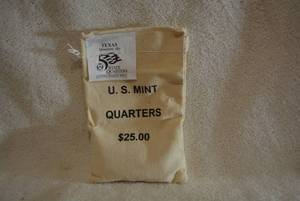 lot 406 image: 1 Bag $25 Texas Mint Quarters, D-Mint