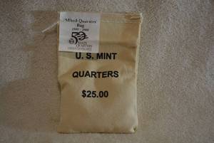 lot 378 image: 1 $25 Bag of US Mint Quarters, 1999-2000 Mixed Bag