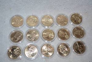 lot 492 image: 15 Presidents $1 Coins in Plastic