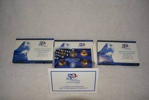 lot 514 image: 3 Sets of 2003 US Mint Quarter Proof Set with Certificate
