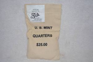 lot 417 image: $25 Bag US Mint Texas Quarters, P-Mint