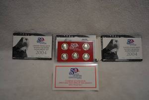 lot 427 image: 3 Sets of 2004 US Mint Silver State Quarter Proof Sets with Certificates