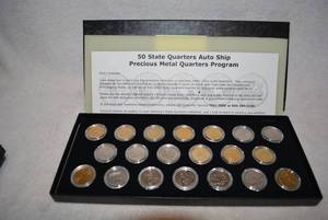 lot 439 image: 2003 State Quarters - 10 Layered in Gold and 10 Layered in Platinum