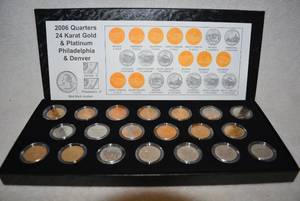 lot 443 image: 2006 State Quarters - 10 Layered in Gold and 10 Layered in Platinum
