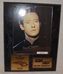 lot 446 image: Limited Edition DataBrent Spiner Signed Photograph Plaque with Certificate