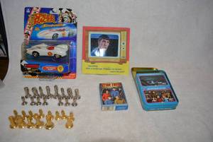 lot 452 image: Star Trek Playing Cards - Unopened, Speed Racer Model Car- Unopened, Metal Chess Pieces (some missing)