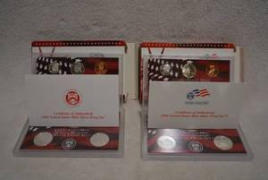 lot 467 image: 2001 US Mint Silver Proof Set with Certificate, and 2005 US Mint Silver Proof Set with Certificate