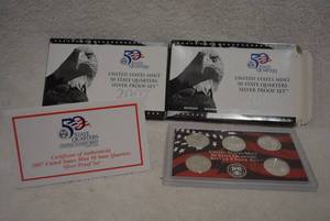 lot 478 image: Set of 2 - 2007 US Mint Silver Quarter Proof Set with Certificates