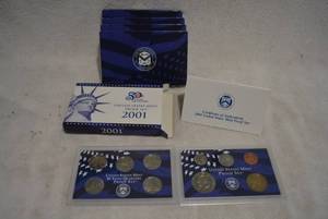 lot 334 image: 5 Sets of 2001 U.S. Mint Proof Set (Bid is times the quantity of 5)
