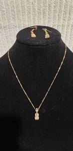 lot 557 image: Signed Lia Sophia (1986-2014) Share The Love Of Jewelry gold tone and rhinestone figural violin pendant necklace w matching ear wire. 18L