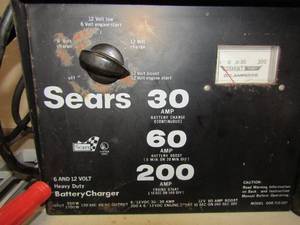 lot 55 image: Sears 30amp Thru 200 amp battery charger (used)