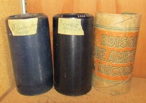 lot 96 image: 3 Edison blue amberoll  cylinder records