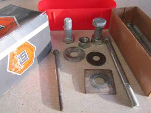 lot 82 image: 2 boxes of large bolts and nuts