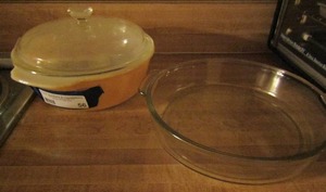 lot 56 image: Fire king cookware and Pyrex covered glass bowl