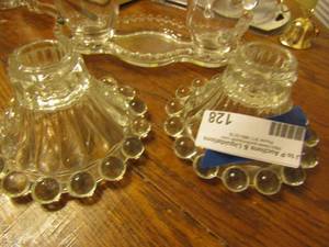 lot 128 image: 2 Candlewick glass candlestick holders