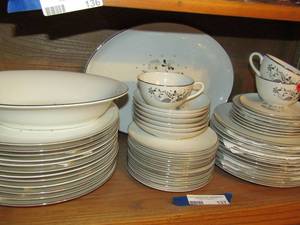 lot 137 image: Royal Jackson PARISIENNE China  5 cups, 12 serving tray, large soup bowl, 12 dinner plates, 6 dessert bowls, 10 saucers 6 bread plates, 10 salad plates  51 PCS