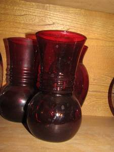 lot 133 image: 3 RUBY RED Vases