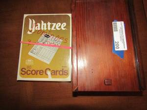 lot 200 image: Vintage Yahtzee and wooden dominoes