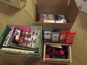 lot 199 image: SEVERA DECKS OF CARDS, DICE, POKER CHIPS