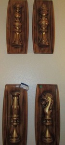 lot 240 image: Wall Art Chess Pieces QTY 4- 18x7