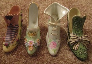 lot 237 image: Decorative Porcelain Shoes  INCL. LIMOGE & Renba   QTY 4
