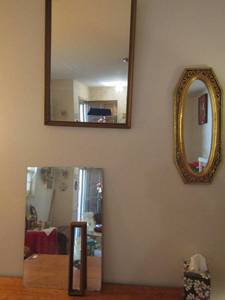 lot 241 image: Wall mirror  FRAMELESS 24x16,   Gold frame mirror 26x17 and 22x9 wall mirror