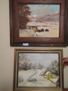 lot 40 image: Painting mountains and snow  28x24 Jim Tucker 1978