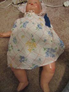 lot 255 image: COMPOSITE Doll with bonnet and dress  VINTAGE