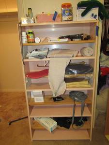 lot 371 image: Medical lot- BP cuff, braces, ace bandage etc.(shelf not included)