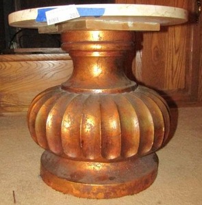 lot 205 image: DECORATIVE SIDE TABLE  - BALOON BASE WITH ROUND MARBLE TOP