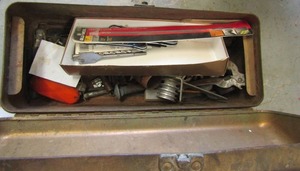 lot 355 image: Tool box ratchet wrenches misc. hardware