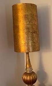 lot 1 image: Mid Modern Gold lamp with shade  57 tall