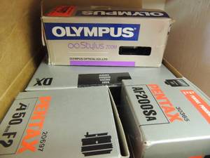 lot 286 image: PENTEX Olympus A3000 camera with A plus 200 lenses,  A50 lenses,  Olympus 200m with tripod & CASE