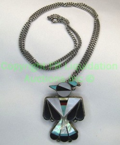 lot 16 image: Sterling Silver multi gemstone Zuni Thunderbird