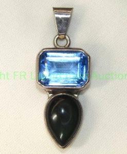 lot 81 image: Sterling Silver Blue Topaz and Black Onyx