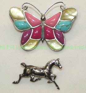 lot 99 image: Sterling Silver with Turquoise, Coral, Charoite