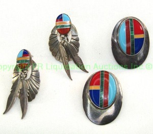 lot 125 image: Sterling Silver Native American multi gemstone