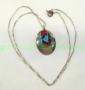 lot 127 image: Sterling Silver Native American multi gemstone