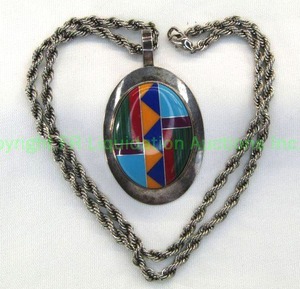 lot 128 image: Sterling Silver Navajo multi gemstone