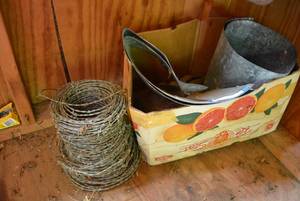 lot 46 image: Scrap Metal and Roll of Barbed Wire