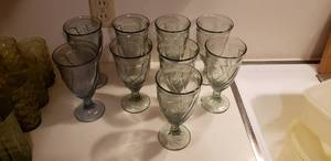 lot 61 image: Vintage Noritake Swirl Blue and Green Glass Goblets