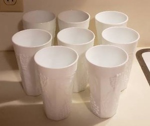 lot 63 image: Milk Glass Panel Grape Tumblers